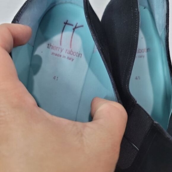 Thierry Rabotin Camoscio Divine Black Wedge Slip On Shoes Size 41 - Picture 7 of 13